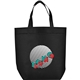 aerial view a black challenger non - woven shopper tote, image 1 of 2