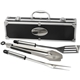 aerial view a black 3 piece bbq set in aluminum case, image 1 of 3