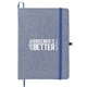 aerial view a blue 5 x 7 fsc(r) recycled cotton bound notebook, image 1 of 7