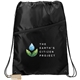 aerial view a black robin rpet drawstring bag, image 1 of 2