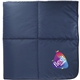 aerial view a navy/gray puffy outdoor blanket, image 1 of 6