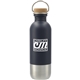 aerial view a navy lagom single wall 27 oz stainless steel water bottle, image 1 of 7