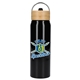 aerial view a black billy 26oz ecofriendly aluminum bottle w / fsc(r) 100 bamboo lid, image 1 of 13