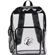 aerial view a clear lucent deluxe clear pvc backpack, image 1 of 5