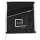 aerial view a black combo recycled drawstring bag, image 1 of 2