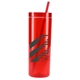 aerial view a red chroma recycled acrylic skinny tumbler 16oz, image 1 of 4