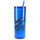 aerial view a blue chroma recycled acrylic skinny tumbler 16oz, image 1 of 4