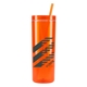 aerial view a orange chroma recycled acrylic skinny tumbler 16oz, image 1 of 4