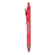 aerial view a red metallic recycled aluminum soft touch gel pen, image 1 of 5