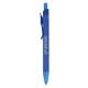 aerial view a blue metallic recycled aluminum soft touch gel pen, image 1 of 6
