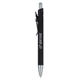aerial view a black metallic recycled aluminum soft touch gel pen, image 1 of 6