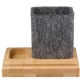 aerial view a natural/gray recycled felt bamboo pen holder, image 1 of 9