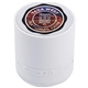 aerial view a white buzzturn recycled bluetooth speaker, image 1 of 7