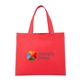 aerial view a red mini non - woven heat sealed tote, image 1 of 7
