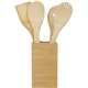 aerial view a natural bamboo 4- piece kitchen tool set and canister, image 1 of 4