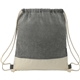 aerial view a natural / black split recycled cotton drawstring bag, image 1 of 2