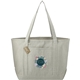 aerial view a gray repose 10 oz recycled cotton tote bag, image 1 of 7