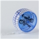 a group of blue light - up led yo - yo