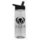 aerial view a clear bottle & black lid 26 oz flair tritan water bottle with flip straw lid, image 2 of 2