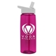 aerial view a transparent hot pink bottle & white lid 26 oz flair tritan water bottle with flip straw lid, image 2 of 2