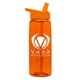 aerial view a transparent orange bottle & orange lid 26 oz flair tritan water bottle with flip straw lid, image 2 of 2
