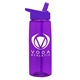 aerial view a transparent violet bottle & violet lid 26 oz flair tritan water bottle with flip straw lid, image 2 of 2