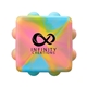 aerial view a rainbow prime line push pop bubble cube fidget sensory toy, image 1 of 5