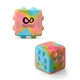 aerial view a rainbow push pop bubble cube fidget sensory toy, image 1 of 5