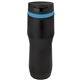 aerial view a black & cyan blue band 16 oz persona(r) caturra trail vacuum tumbler, image 1 of 2