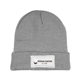 aerial view a gray knit beanie with patch, image 1 of 2