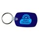 a translucent blue 2-3/16 w x 1-7/16 plastic h standard key fob