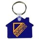 a translucent blue 2-1/16 w x 1-5/8 h plastic house shaped key fob