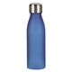 aerial view a translucent blue 24 oz tritan bottle with stainless steel cap, image 1 of 2