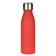 aerial view a translucent red 24 oz tritan bottle with stainless steel cap, image 1 of 2
