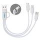 aerial view a white tribune 3- in -1 charging cable, image 1 of 5
