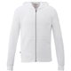 aerial view a white mens garner lightweight knit full zip hoodie with thumb holes, image 1 of 6