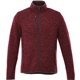 aerial view a maroon heather (384) mens tremblant sweater knit full zip jacket with thumb holes, image 1 of 5
