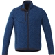 aerial view a metro blue heather (550) mens tremblant sweater knit full zip jacket with thumb holes, image 1 of 10