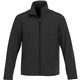 aerial view a black (995) mens karmine water repellent lightweight softshell jacket, image 1 of 2