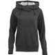 aerial view a heather dark charcoal (988) womens dayton classic cozy fleece hoodie, image 1 of 2