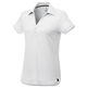 aerial view a white (125) womens amos eco short sleeve performance polo, image 1 of 2