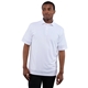 aerial view a white (125) mens stitch(r) solid short sleeve pique polo, image 1 of 5