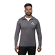 aerial view a charcoal (990) mens izu everything performance eco quarter zip, image 1 of 8