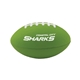 aerial view a green-lime 5 football shape stress ball, image 1 of 2