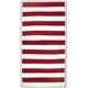 a red/white horizontal cabana stripe beach towel