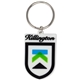 a white pvc fob with keyring 1 1/2 w x 1 1/2 h