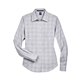 aerial view a white/ graphite/ light grey devon jones - womens crown collection(r) glen plaid woven dress shirt, image 1 of 6