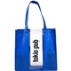 a blue medium clear window tote bag