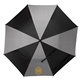 aerial view a black/gray 58 recycled golf umbrella with wooden handle, image 1 of 6
