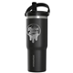 aerial view a black 32 oz hydrapeak insulated stainless travel tumbler, image 1 of 2